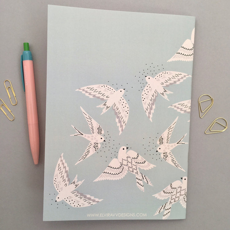 Hanging Out Bird A5 Notebook back