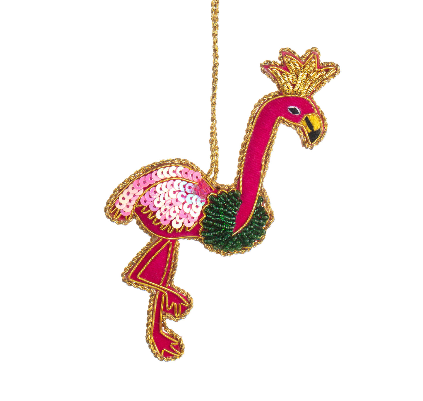 Flamingo Beaded Velvet Hanging Decoration