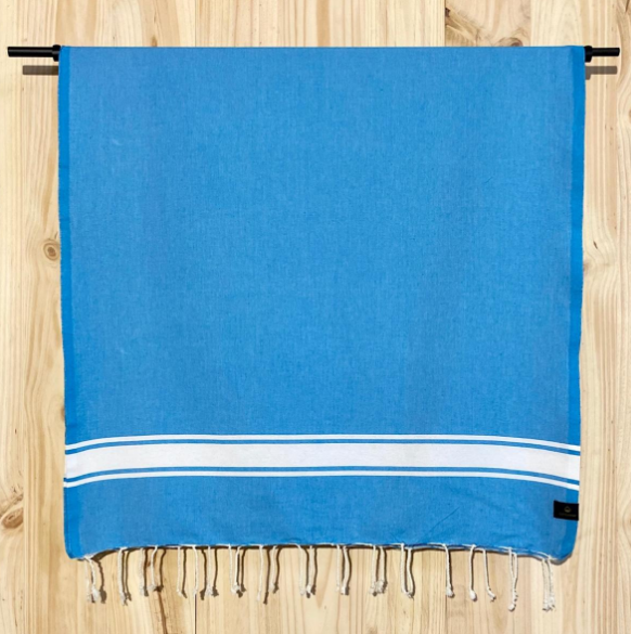 Turquoise blue Flatweave Cotton Fouta Towel