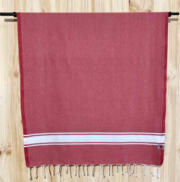 Red Flatweave Cotton Fouta Towel