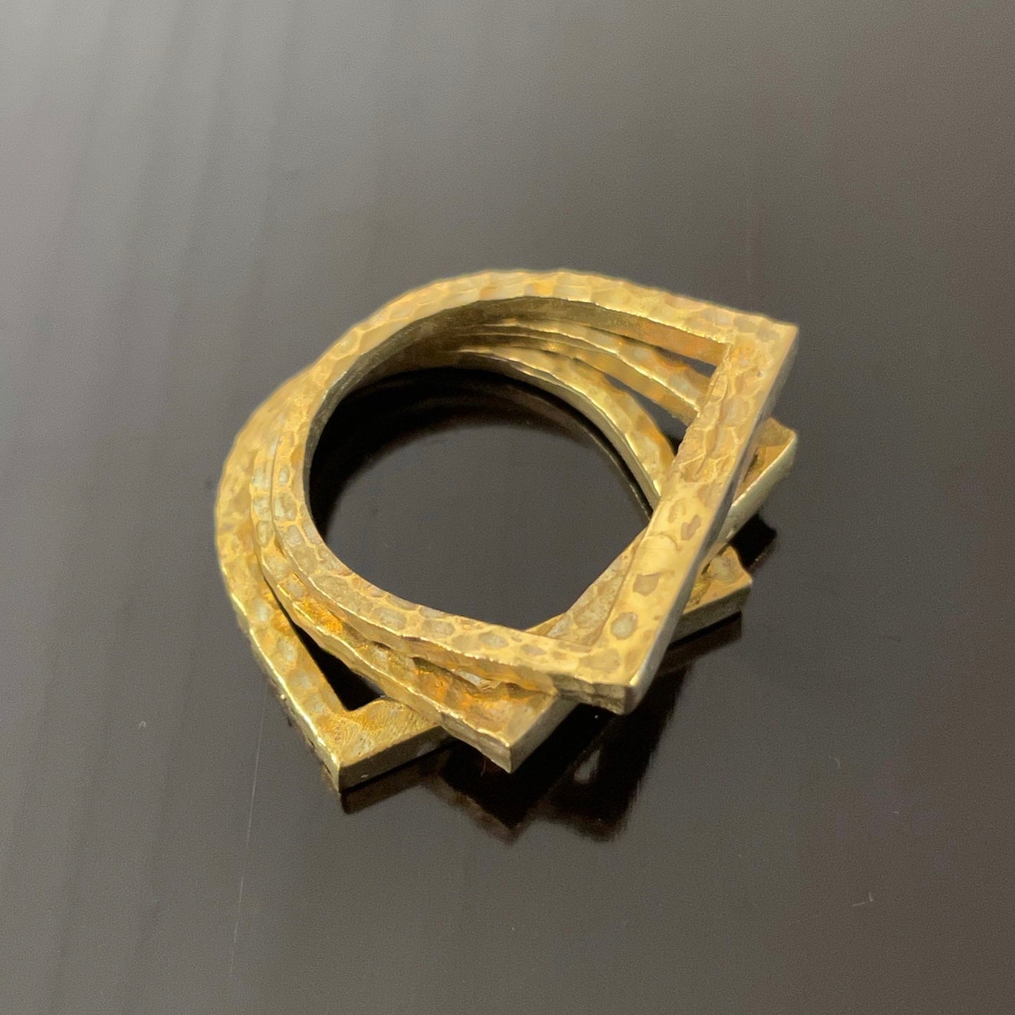 Irth Hammered Brass D-shaped Ring