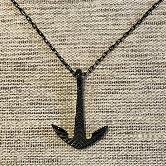 Irth Oxidised Brass Anchor Necklace Detail
