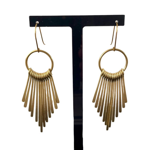 Irth Designs Brass Fringed Circle Earrings