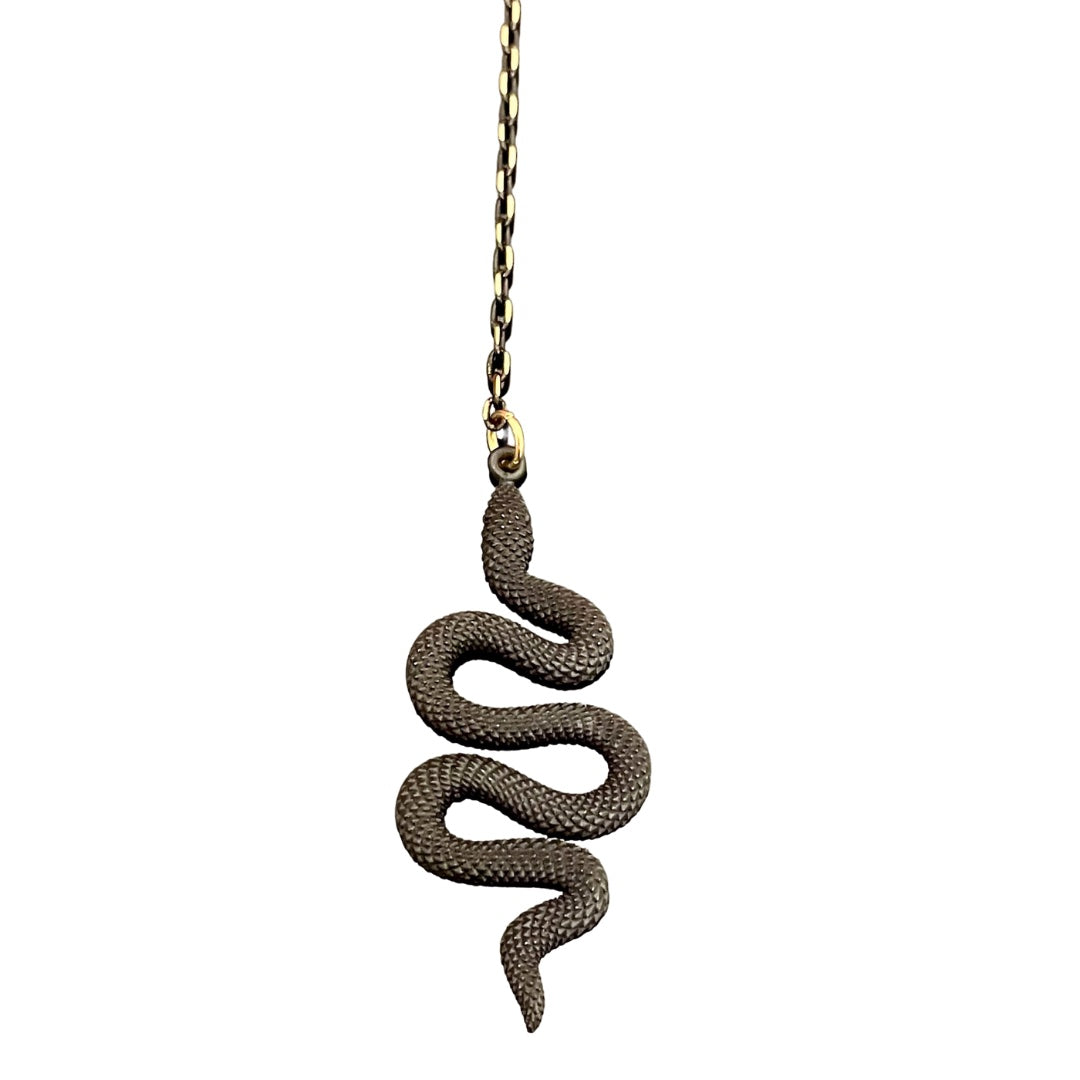 Irth Oxidised Brass Snake Necklace