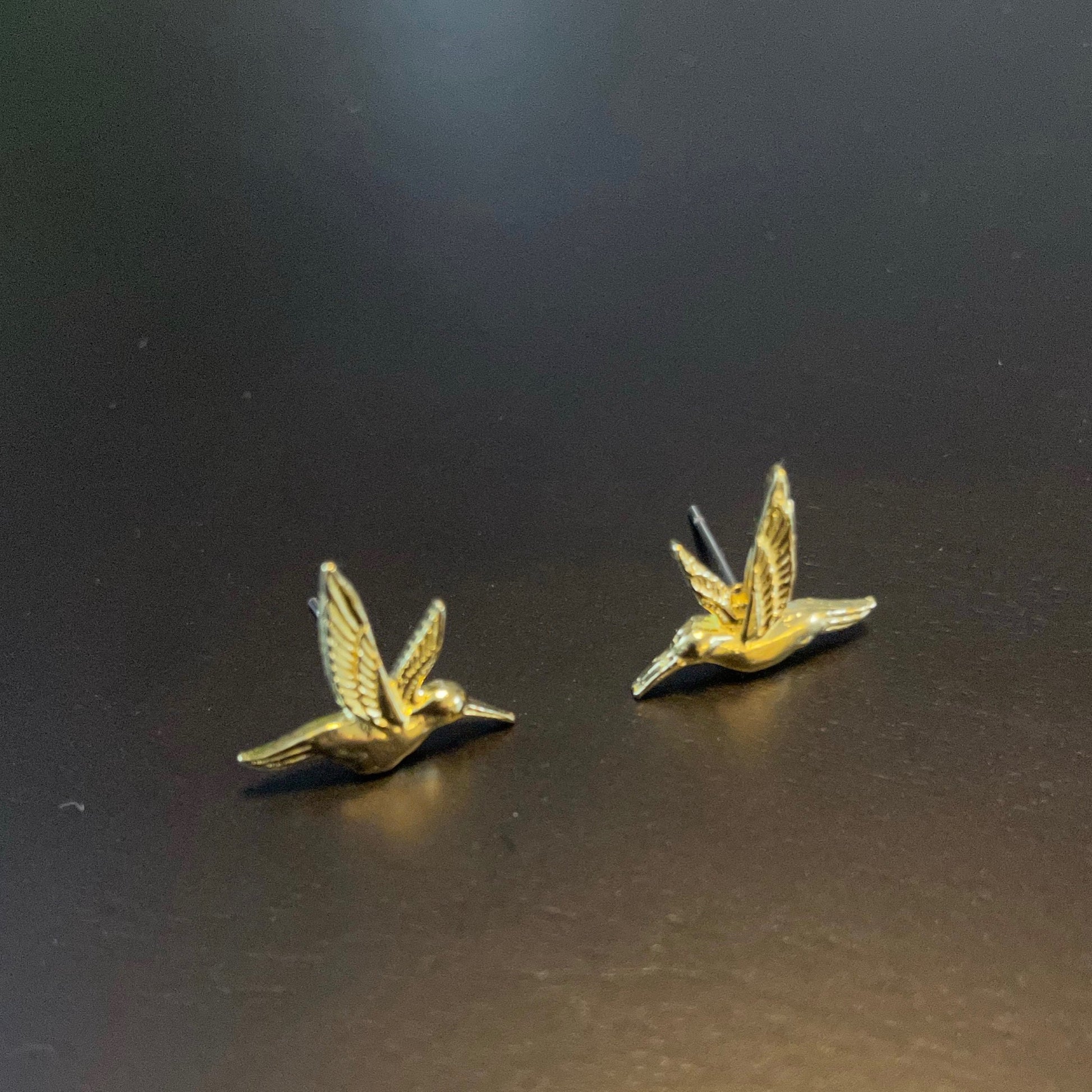 Irth Small Brass Hummingbird Studs