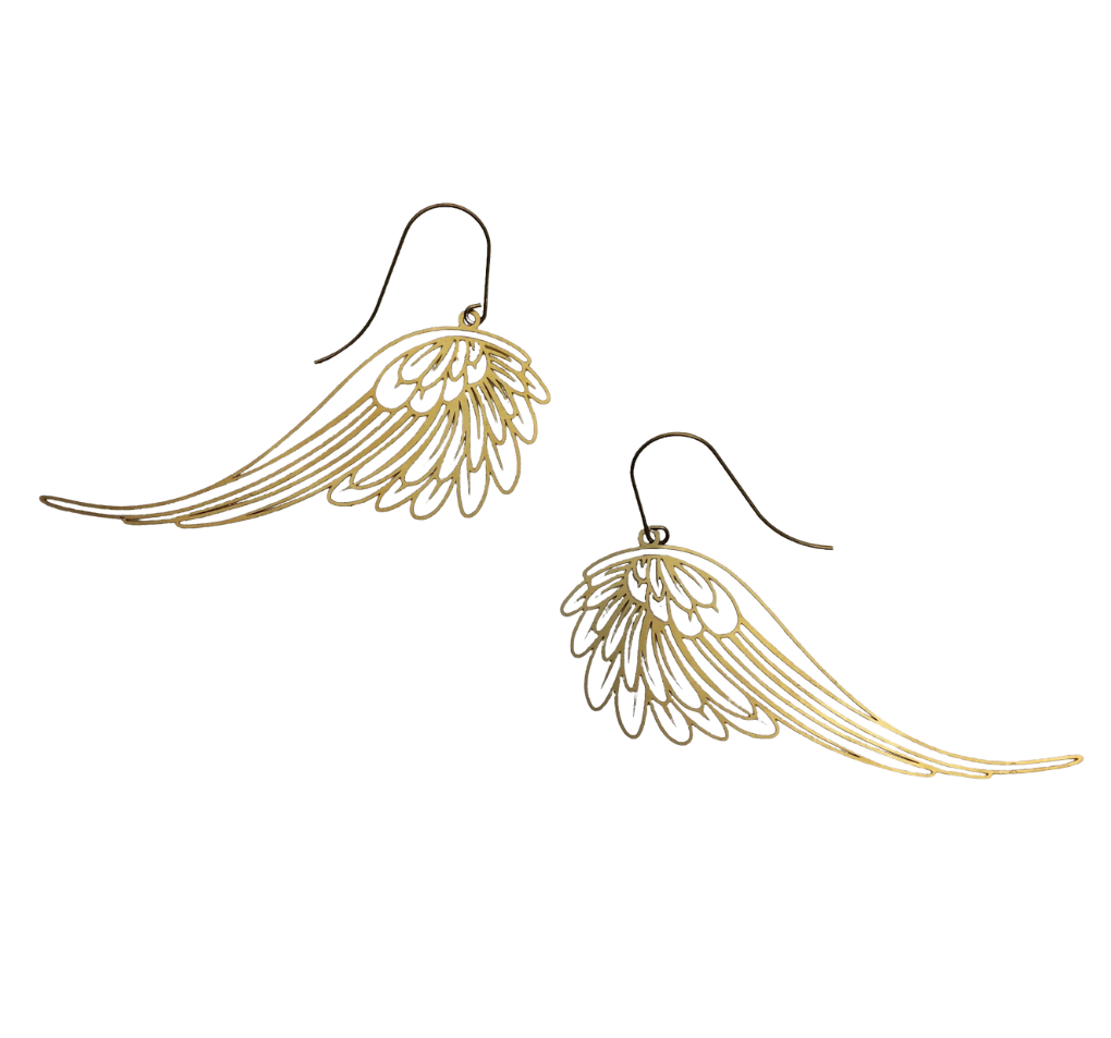 Irth Brass Wing Earrings Detail