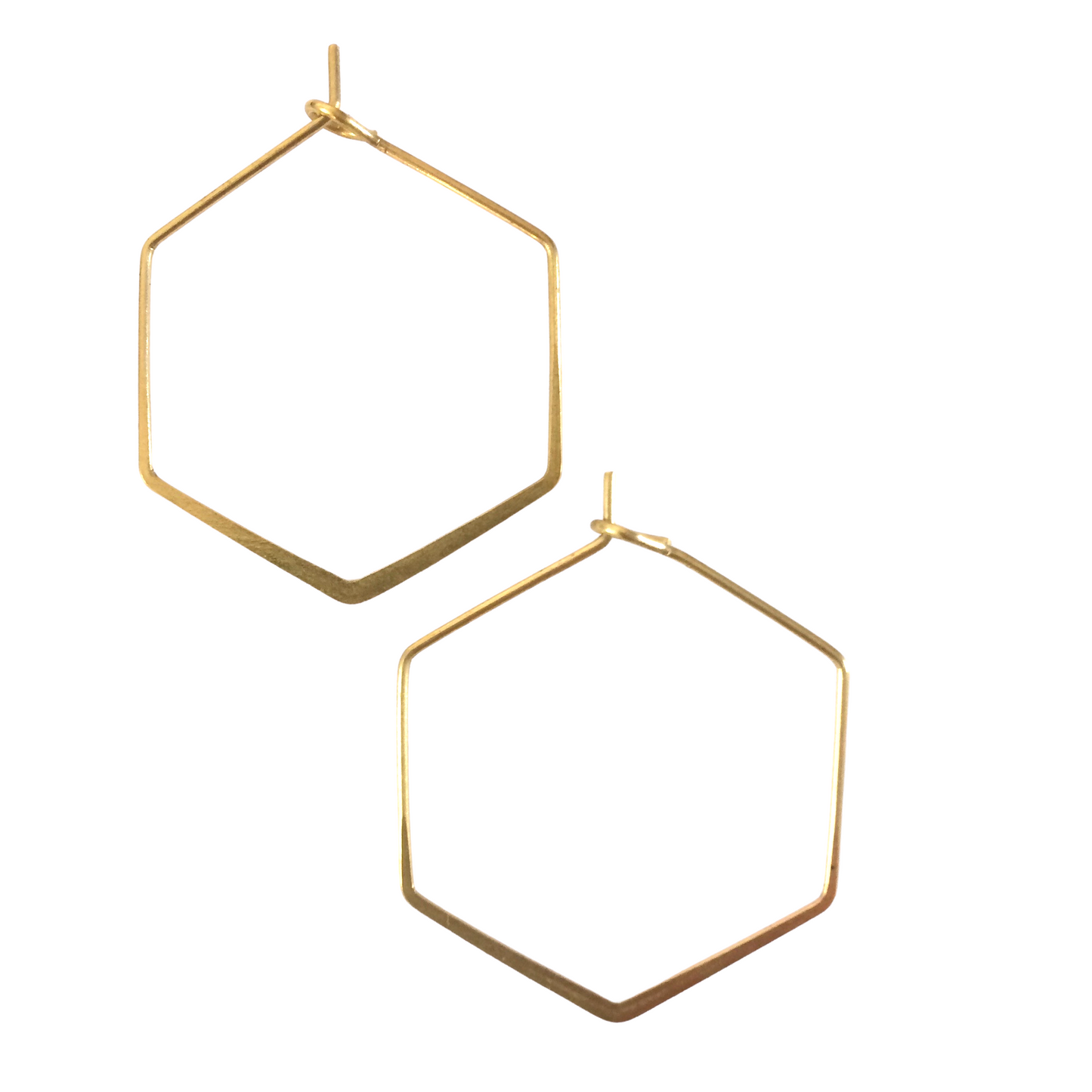 Irth Hexagonal Medium Brass Hoops