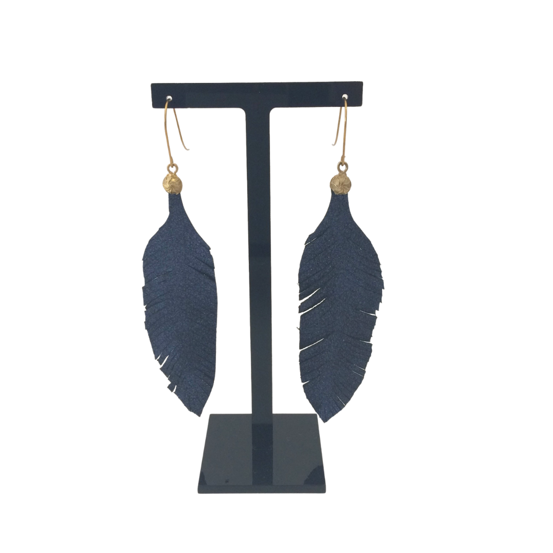 Irth Leather Feather Earrings 1