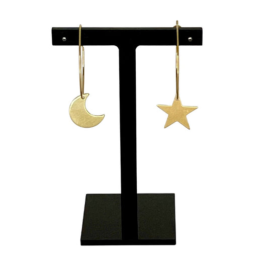 Irth Star & Moon Medium Brass Hoops