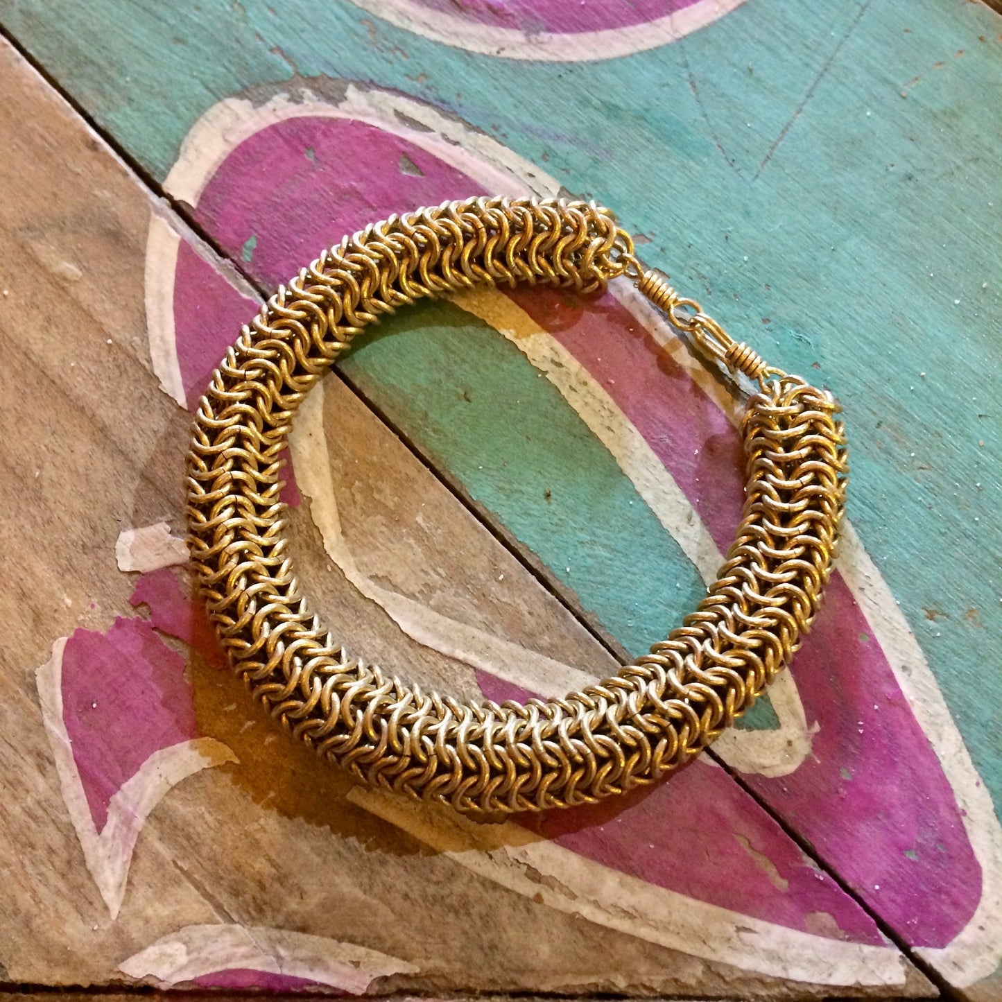 Samaka Round Linked Brass Bracelet