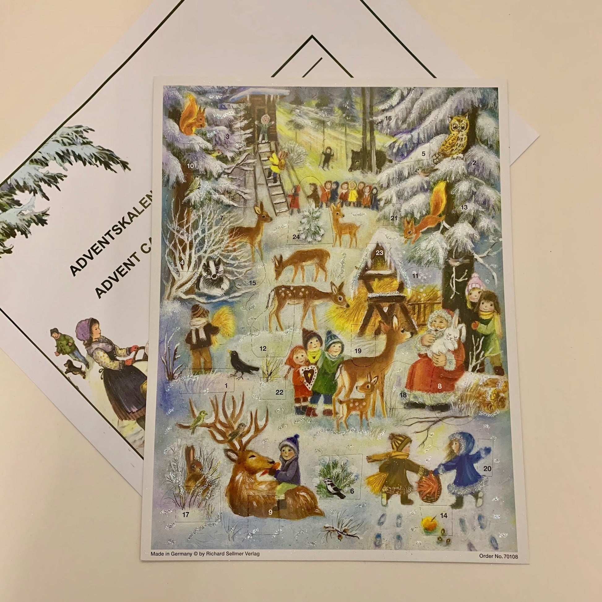 Large Christmas in the Woods Advent Calendar with envelope