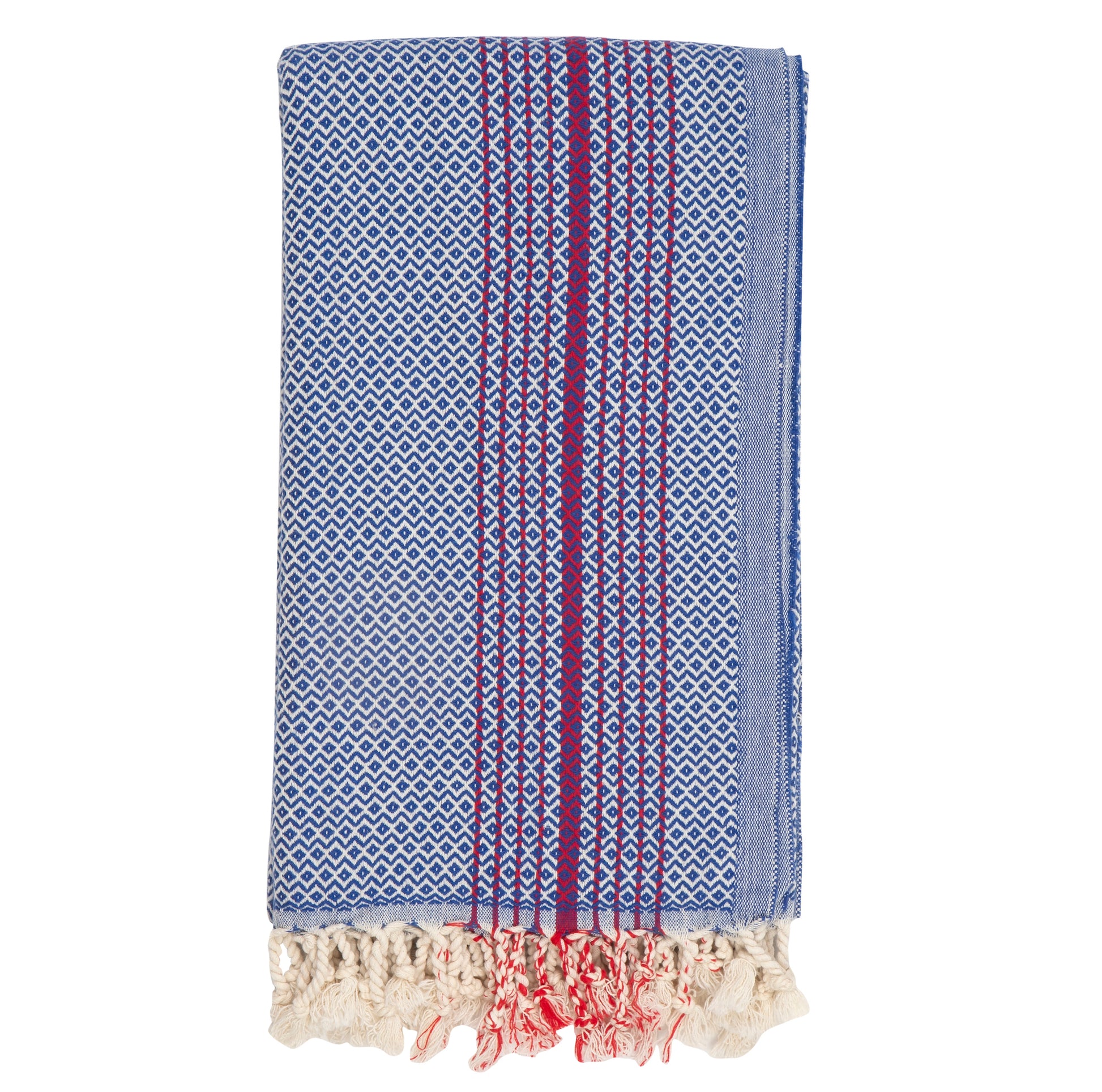 Blue Hammam Towel with Red Stripes