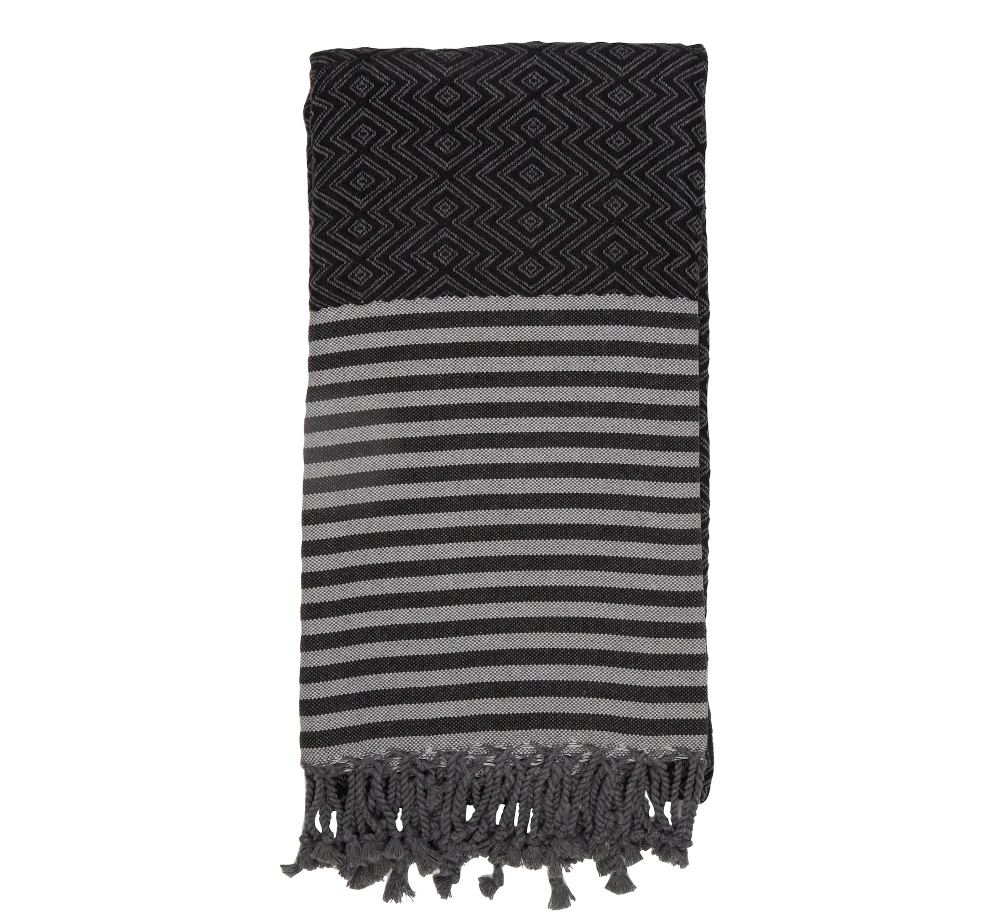 Black Diamond Pattern Turkish Hammam Towel