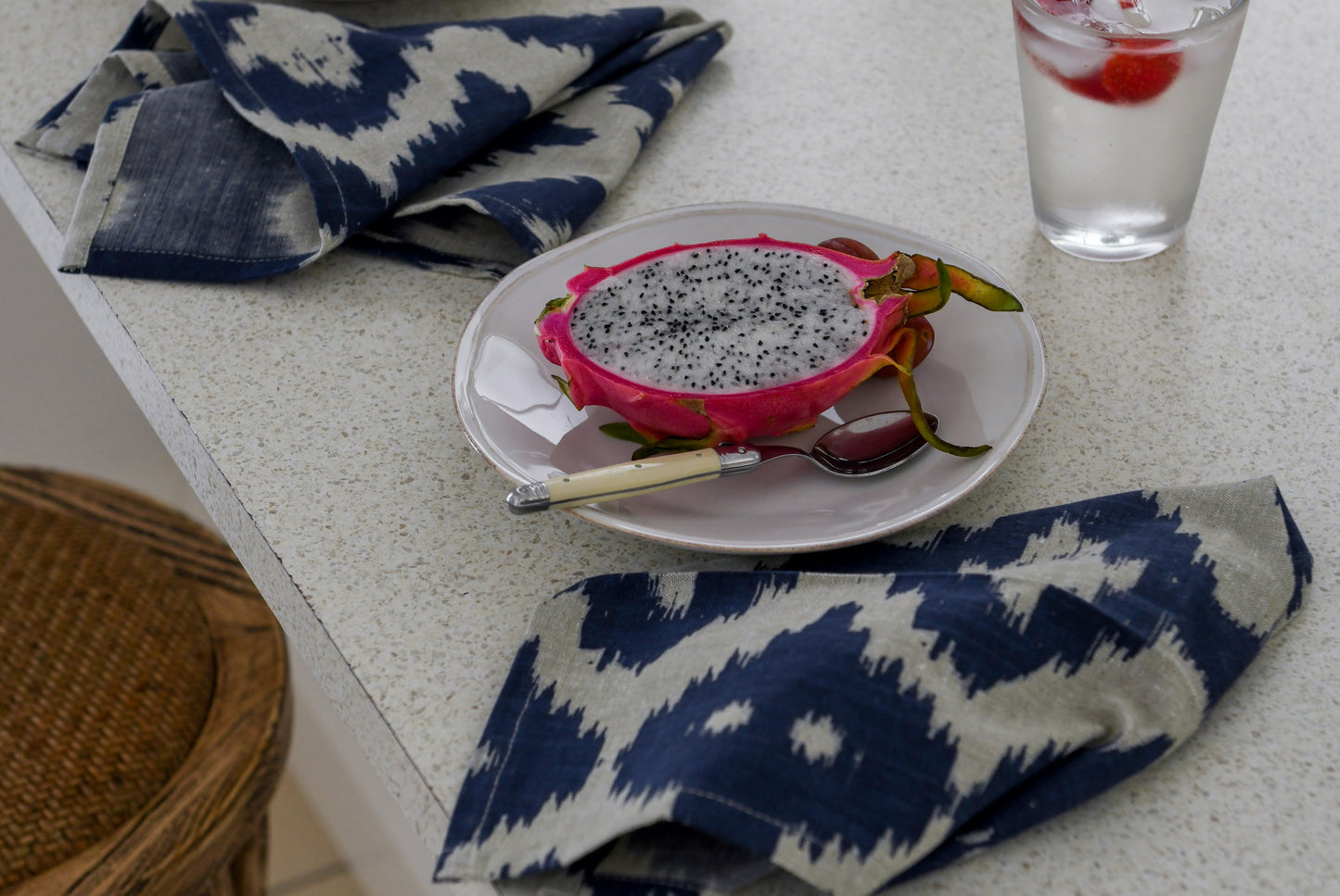 Lifestyle Ikat Cloth Napkins in navy blue