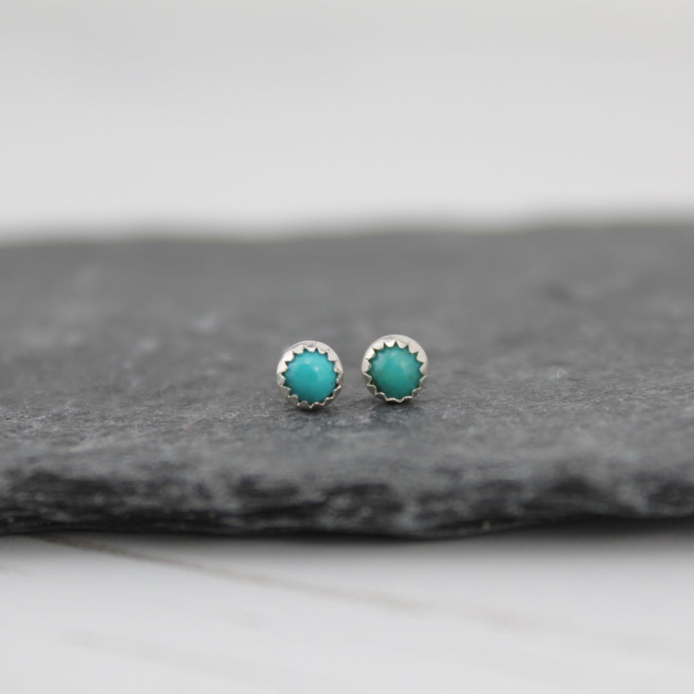 Handmade Sterling Silver & Semi-Precious turquoise Stone Mini Studs