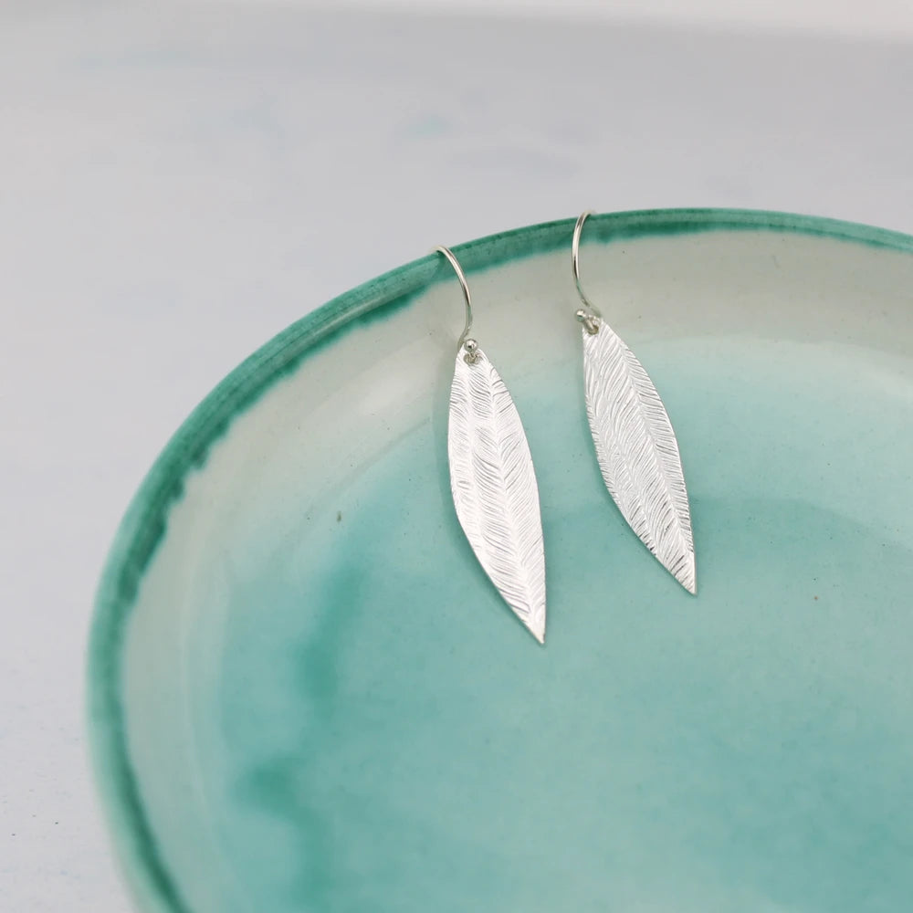 Sterling Silver textured Palm earrings by Lucy Kemp