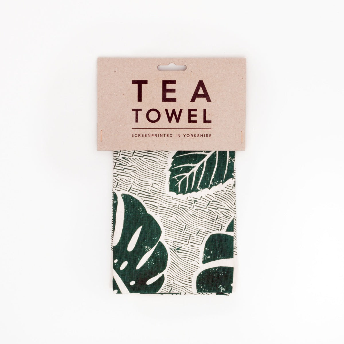 Screenprinted Monstera Leaf Tea Towel folded