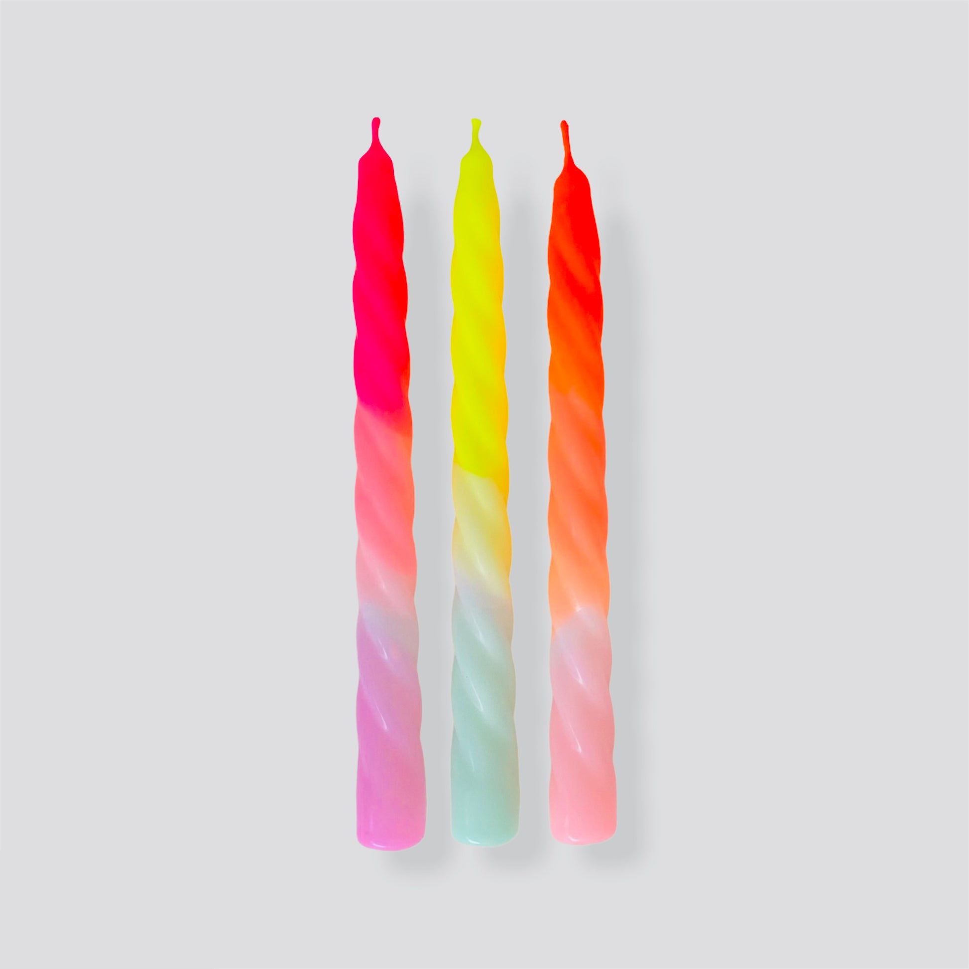 Dip Dye Twisted Candles in Shades of Fruit Salad