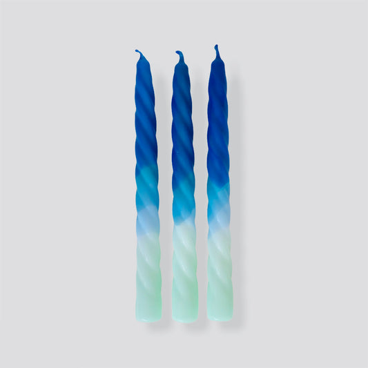 Dip Dye Twisted Candles in Shades of Blueberry